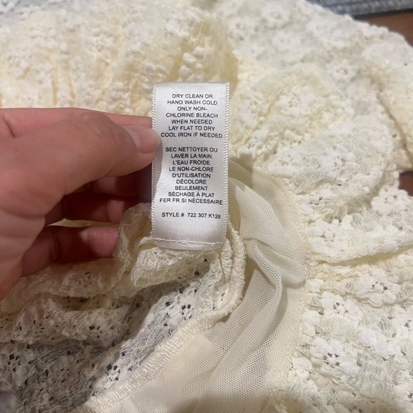 Rebecca Taylor Lace Peplum Top Size Large L cream ivory - Picture 3 of 8